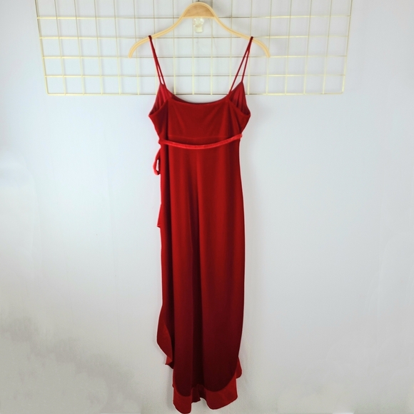 Frederick's of Hollywood 90s Vintage Velvet Asymmetric Romantic USA Ruffle Dress - Picture 3 of 11